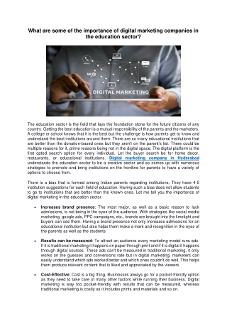 What are some of the importance of digital marketing companies in the education sector