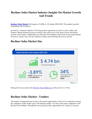 Recliner Sofas Market Industry Insights On Market Growth And Trends