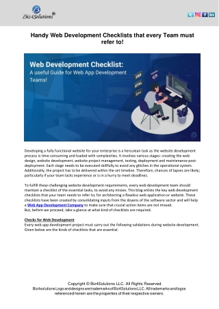 Handy web development checklist every developer refer to