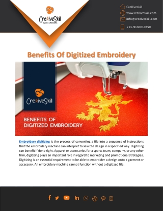 Benefits Of Custom Embroidery Digitization By Cre8iveSkill