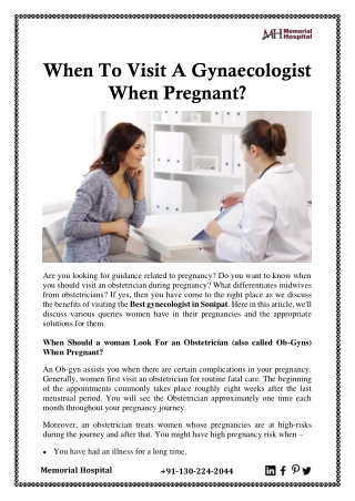 When To Visit A Gynaecologist When Pregnant?