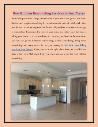 Get the Best Kitchen Remodeling Services in Fort Myers