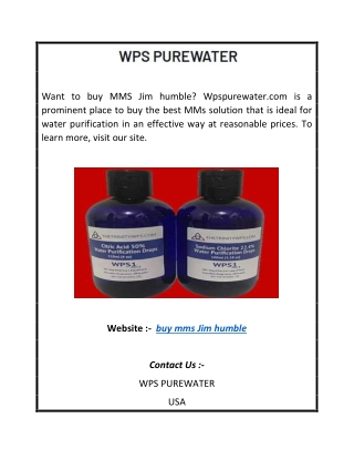 Buy MMS Jim Humble  Wpspurewater