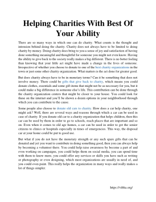 Helping Charities With Best Of Your Ability