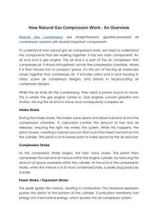 How Natural Gas Compressors Work - An Overview