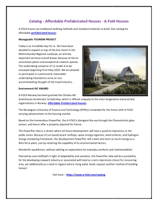 Catalog - Affordable Prefabricated Houses - A-Fold Houses