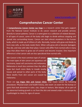 Comprehensive Cancer Center