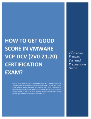 How to Get Good Score in VMware VCP-DCV (2V0-21.20) Certification Exam?