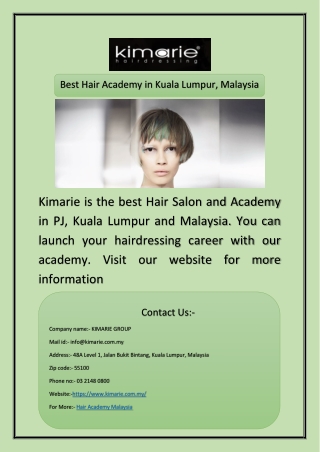 Best Hair Academy in Kuala Lumpur, Malaysia