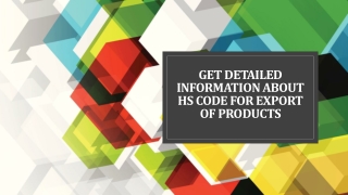 Right HS Code for Export of Products