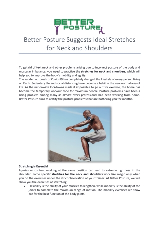 Better Posture Suggests Ideal Stretches for Neck and Shoulders