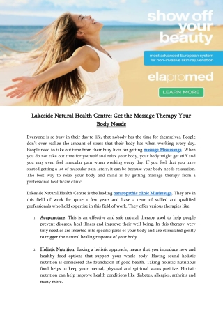 Lakeside Natural Health Centre Get the Message Therapy Your Body Needs