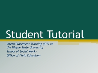 Student Tutorial