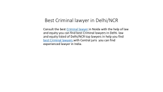 Best Criminal lawyer in Delhi