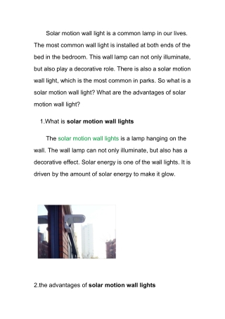 What are solar motion wall lights and its advantages