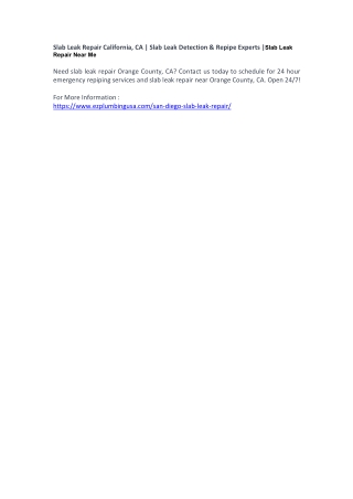 Slab Leak Repair California, CA | Slab Leak Detection & Repipe Experts |Slab Lea