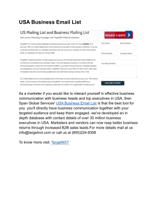 USA Business Email List