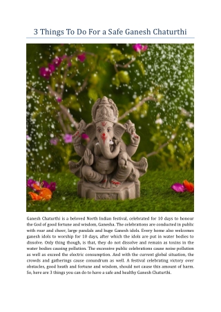 3 Things To Do For a Safe Ganesh Chaturthi