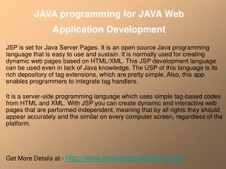 JAVA programming for JAVA Web Application Development