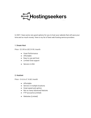 Best web hosting service providers