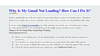 Why is my Gmail Account Not Working?