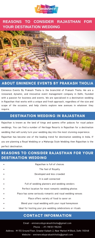 Reasons to Consider Rajasthan for your Destination Wedding