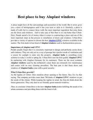 Best place to buy Aluplast windows