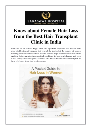 Know about Female Hair Loss from the Best Hair Transplant Clinic in India