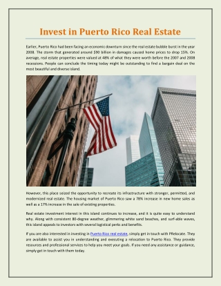 Invest in Puerto Rico Real Estate