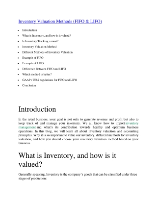 Inventory Valuation Methods