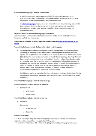 Hotel Booking Engine Market
