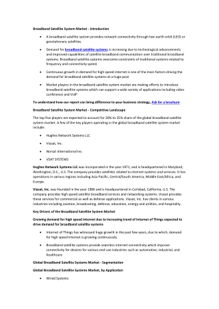 Broadband Satellite System Market
