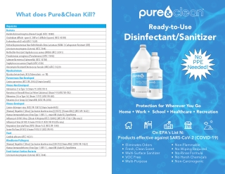 Pure and clean ready to use disinfectant Sanitizer
