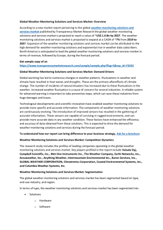 Weather Monitoring Solutions and Services Market