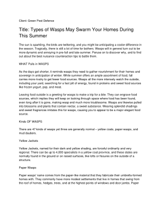 Types of Wasps May Swarm Your Homes During This Summer_ GPD-converted