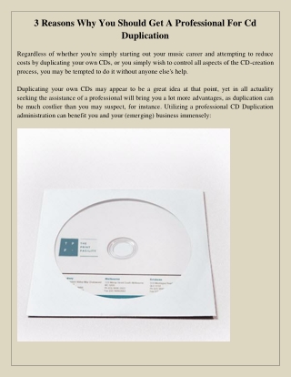 3 Reasons Why You Should Get A Professional For Cd Duplication