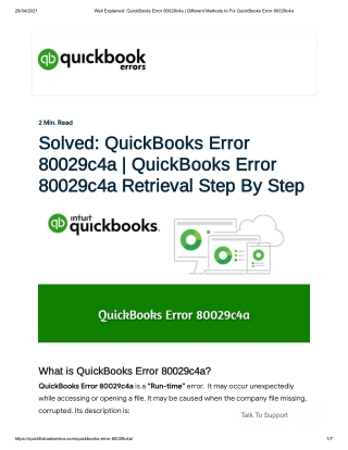 How to Fix QuickBooks Error 80029c4a? |  (1-877-323-5303) QuickBooks Error