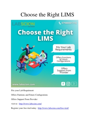Choose the Right LIMS