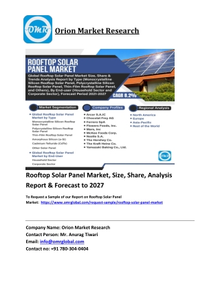Rooftop Solar Panel Market Trends, Size, Competitive Analysis and Forecast 2021-