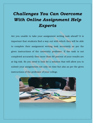 Challenges You Can Overcome With Online Assignment Help Experts