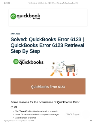How to Fix Quickbooks Error 6123-(1-877-323-5303) QuickBooks Error 6123