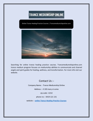 Online Trance Healing Practice Courses | Trancemediumshiponline.com