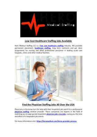 Low Cost Healthcare Staffing Jobs Available