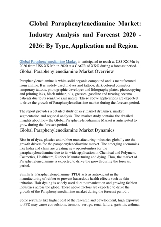 Global Paraphenylenediamine Market