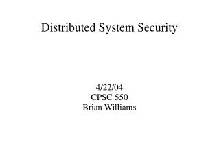 Distributed System Security