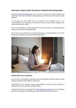 New Dater's Advice Guide! Top Tips for Finding the Best Dating Apps!