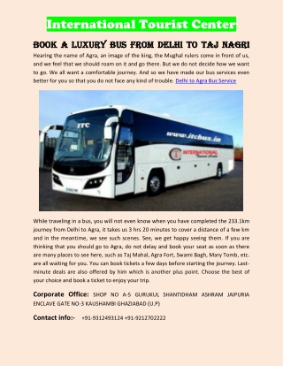 Book a Luxury bus from Delhi to Taj Nagri