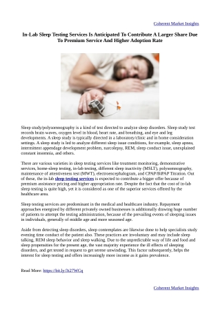 The Sleep Testing Services Represent Itself As One Among The Premium Services