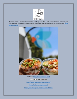 Poke Delivery Del Mar  Pokewan.com