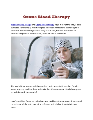 Ozone Blood Therapy